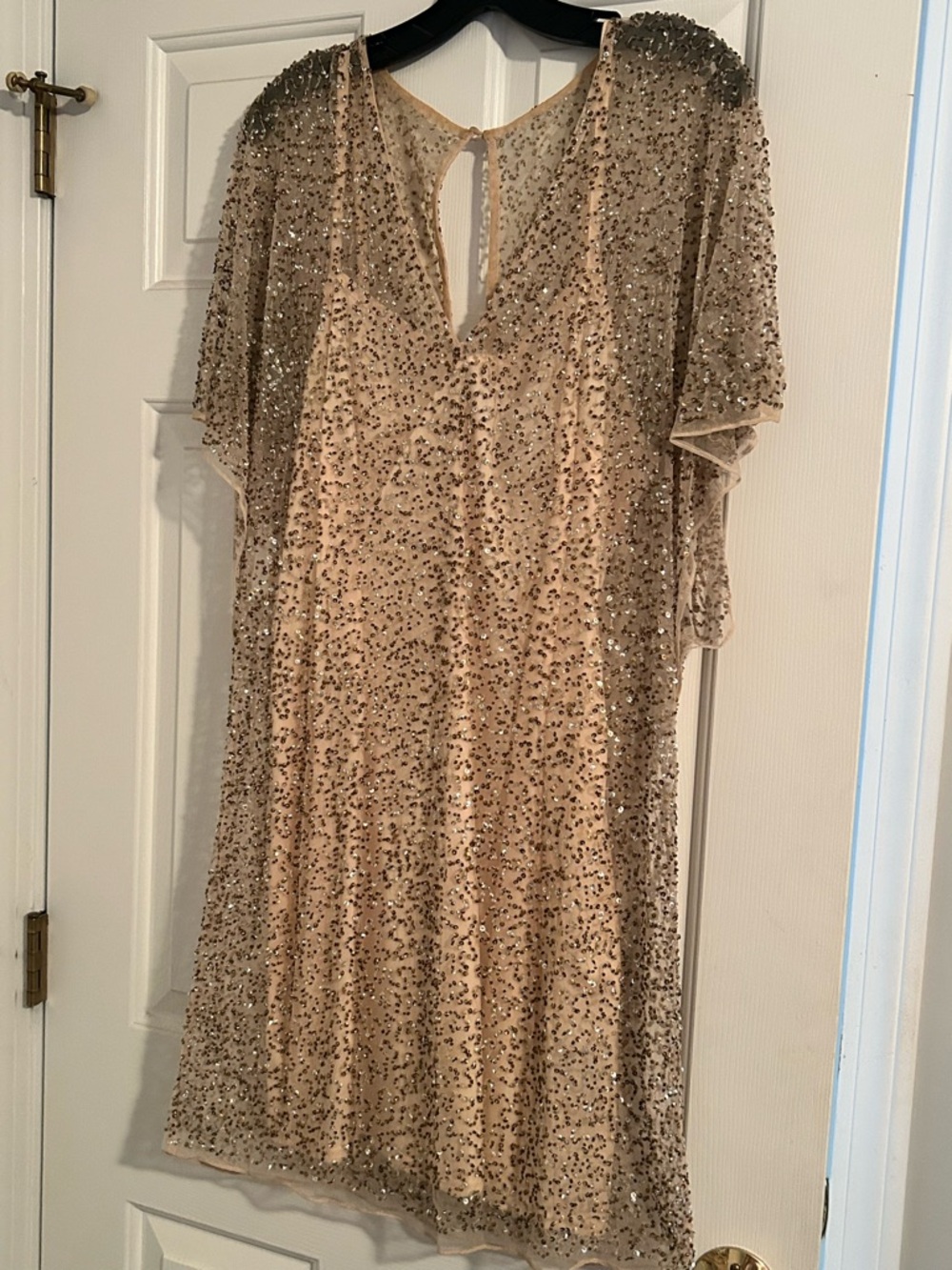 JS Collections Sequin Beige Party Dress